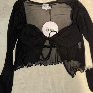 Princess Polly Black Mesh Top